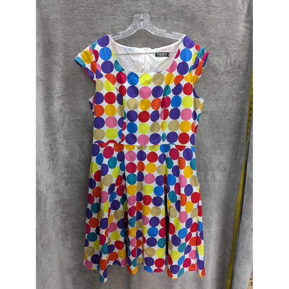 Womens Dress Tagged 3X Measurements Suggest‎ XL Fit Polka Dot Bright Colorful
